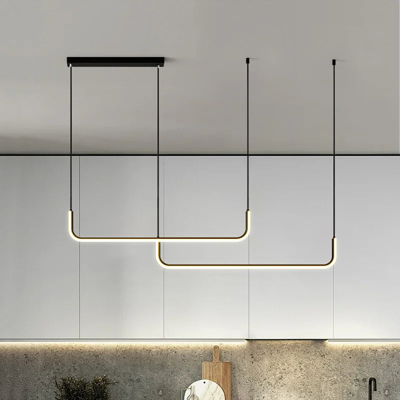 Moderner Goldener Kronleuchter für Esszimmer und Wohnzimmer – Minimalistisches Design mit verstellbaren LED-Hängeleuchten | Karnz