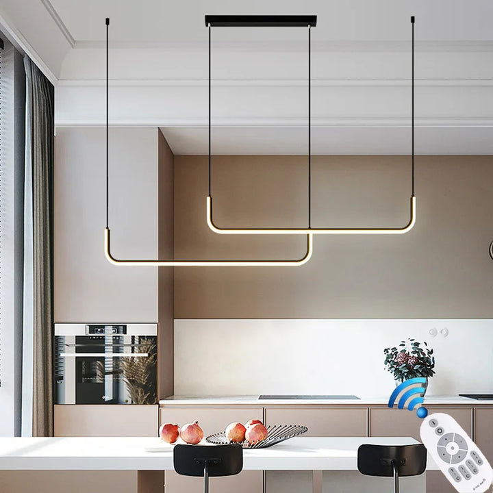 Moderner Goldener Kronleuchter für Esszimmer und Wohnzimmer – Minimalistisches Design mit verstellbaren LED-Hängeleuchten | Karnz