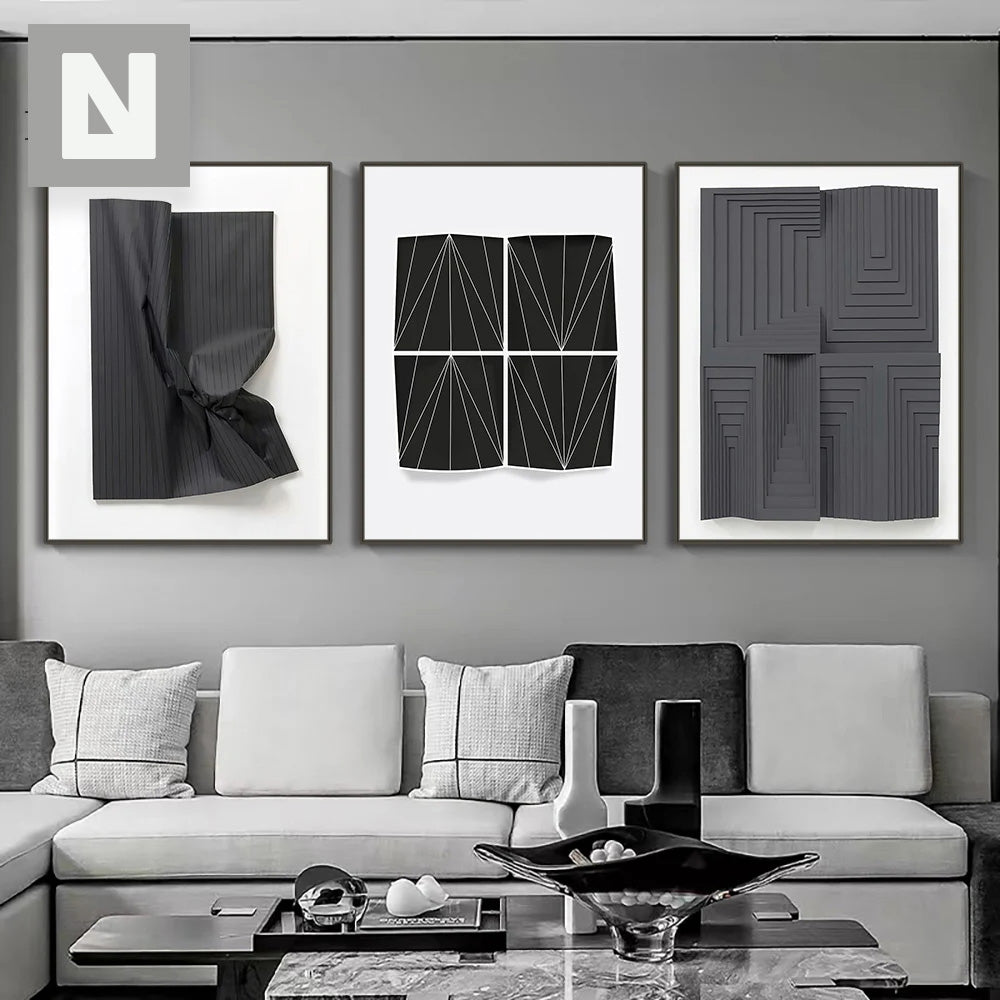 Moderne Ästhetik Abstrakte 3D-Effekt Wandkunst Feine Kunst Leinwanddrucke Bilder für Wohnzimmer Schlafzimmer Zeitgenössische Innendekoration | Karnz