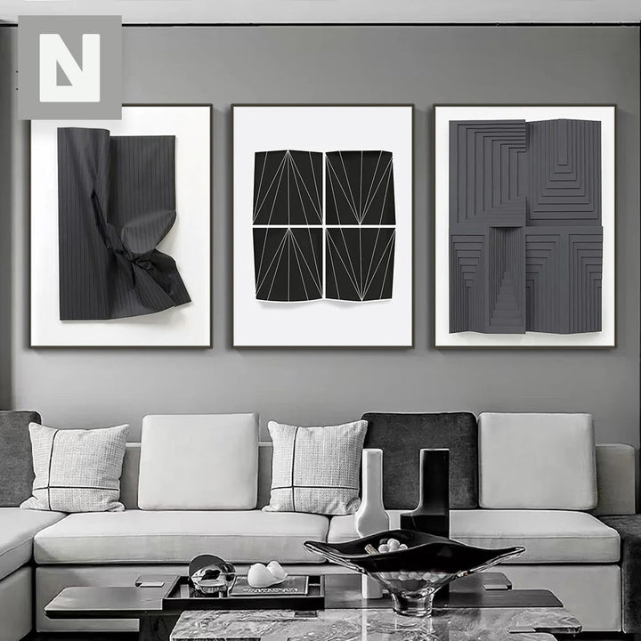 Moderne Ästhetik Abstrakte 3D-Effekt Wandkunst Feine Kunst Leinwanddrucke Bilder für Wohnzimmer Schlafzimmer Zeitgenössische Innendekoration | Karnz