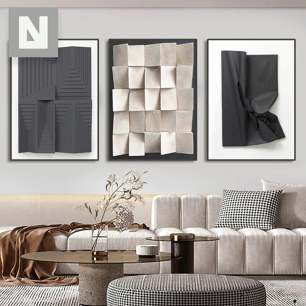 Moderne Ästhetik Abstrakte 3D-Effekt Wandkunst Feine Kunst Leinwanddrucke Bilder für Wohnzimmer Schlafzimmer Zeitgenössische Innendekoration | Karnz