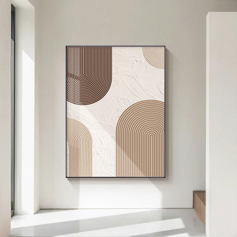 Moderne abstrakte beige geometrische Linien Wandkunst Fine Art Leinwanddrucke Bilder für Wohnzimmer Esszimmer Home Office Dekor | Karnz
