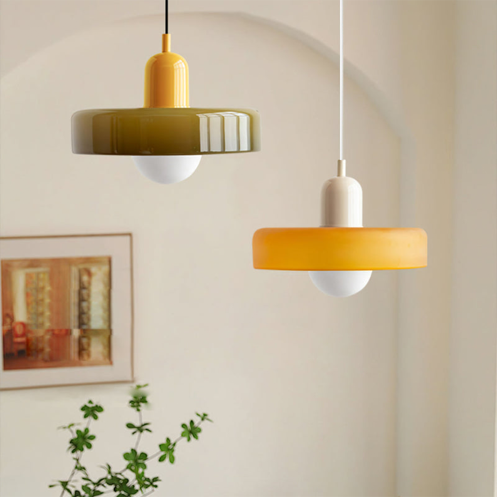 Bauhaus Bunte Glas Pendelleuchte - Moderne Designlampe für Wohnzimmer und Esszimmer | Karnz
