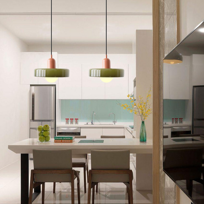 Bauhaus Bunte Glas Pendelleuchte - Moderne Designlampe für Wohnzimmer und Esszimmer | Karnz