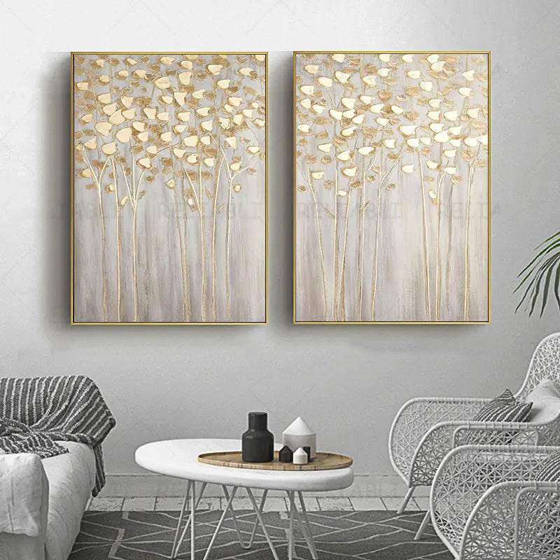 Modern Abstract Glücksbringender Goldener Geldbaum Wandkunst Feine Kunstdrucke Poster Bilder Für Wohnzimmer Esszimmer Schlafzimmer Kunst Dekor