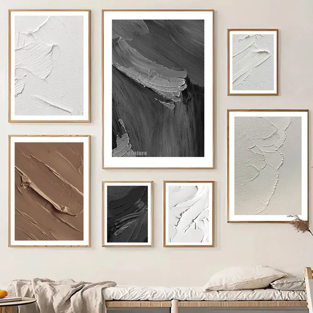 Moderne abstrakte Schwarz-Weiß-minimalistische Wandkunst fine art Leinwanddrucke texturales Design Bilder für moderne Loftwohnungen Home-Office-Dekor