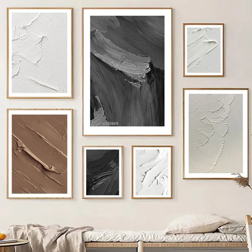 Moderne abstrakte Schwarz-Weiß-minimalistische Wandkunst fine art Leinwanddrucke texturales Design Bilder für moderne Loftwohnungen Home-Office-Dekor