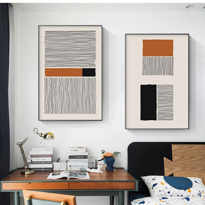 Modern Abstract Blockfarbe Linienkunst Fine Art Leinwanddruck Wandkunst Bilder für Wohnzimmer Esszimmer Kunst für zeitgenössisches Bürointerieur