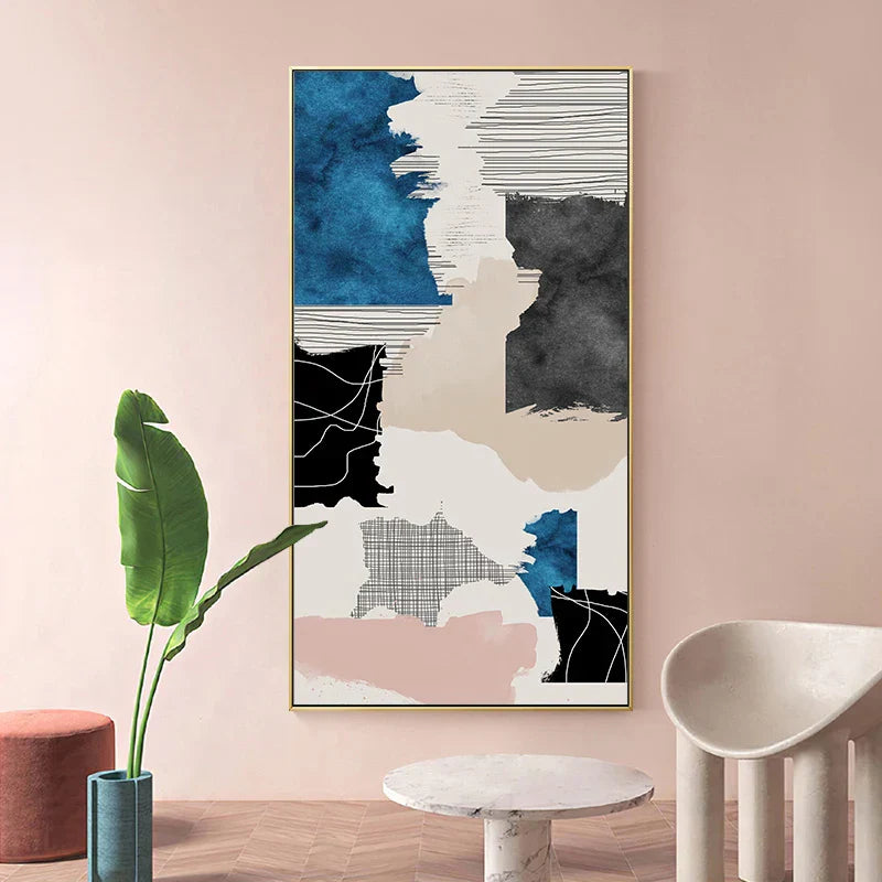 Modern Abstrakt Blau Grau Rosa Leinwanddruck Kunstwerk Poster Bild Für Moderne Wohnung Wohnzimmer Schlafzimmer Flur Kunst Für Zeitgenössische Innenräume