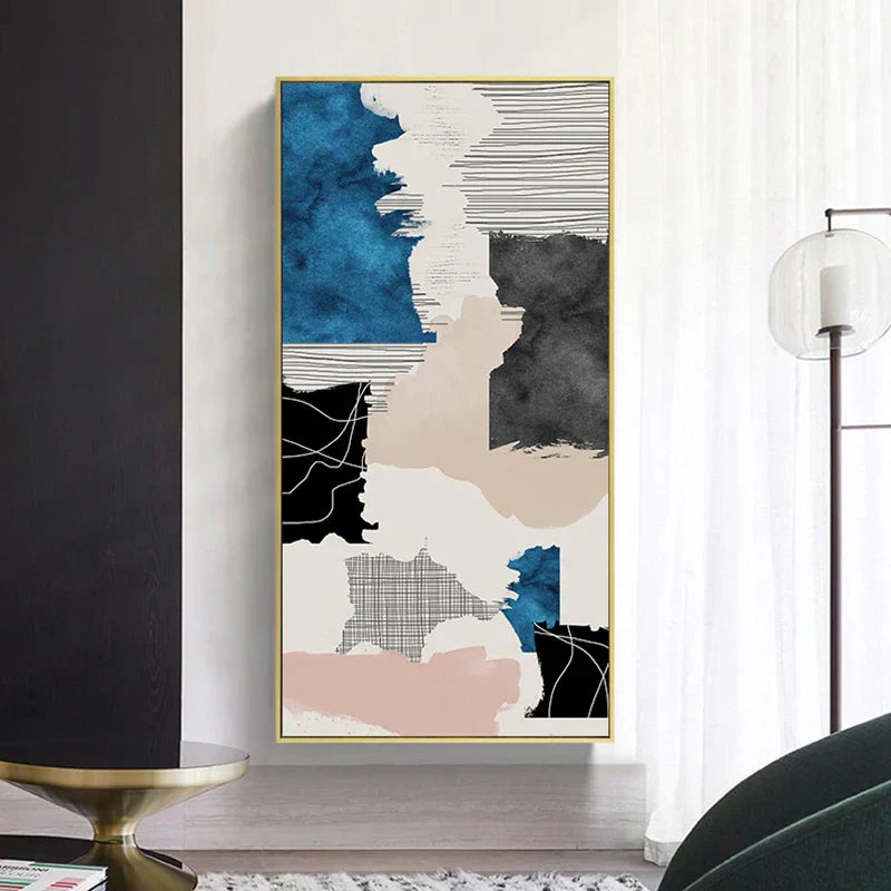 Modern Abstrakt Blau Grau Rosa Leinwanddruck Kunstwerk Poster Bild Für Moderne Wohnung Wohnzimmer Schlafzimmer Flur Kunst Für Zeitgenössische Innenräume