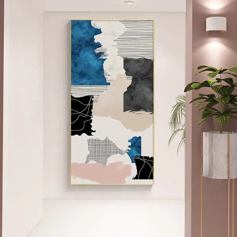 Modern Abstrakt Blau Grau Rosa Leinwanddruck Kunstwerk Poster Bild Für Moderne Wohnung Wohnzimmer Schlafzimmer Flur Kunst Für Zeitgenössische Innenräume