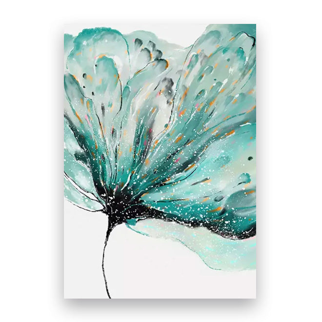 Moderne abstrakte botanische florale blaue goldene Jade-Marmor-Drucke Wandkunst Fine Art Leinwanddrucke Bilder für Wohnzimmer Schlafzimmer Dekoration