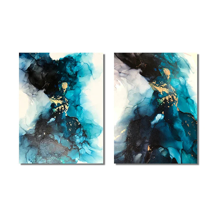 Moderne abstrakte tiefblaue Aqua-Marmor-Druck Wandkunst Fine Art Leinwanddrucke Poster Bilder für Wohn- und Esszimmer Kunstdekoration