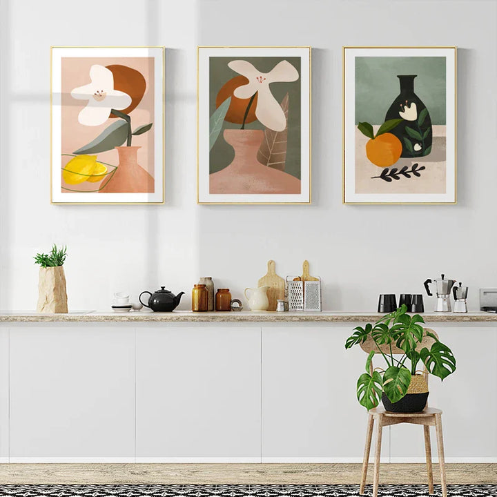 Moderner abstrakter floraler Vase Stillleben Wandkunst Kunstdrucke Bunte Bilder für Wohnzimmer Esszimmer Küchenkunst Dekor
