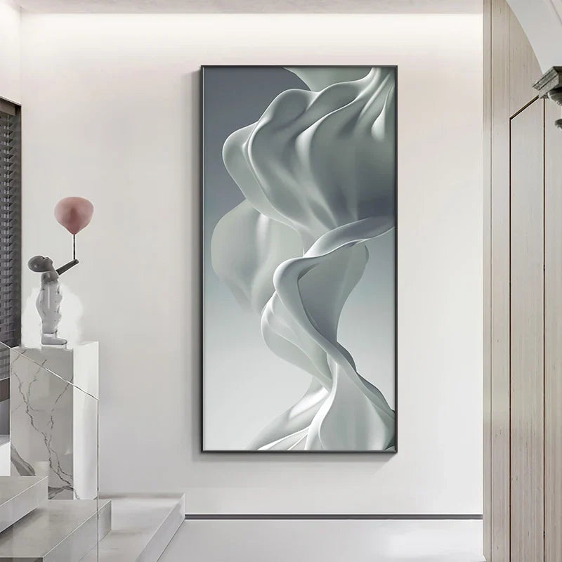 Moderne abstrakte flüssige Seide fließendes Band Wandkunst hochwertige Leinwanddrucke Poster Bilder für Wohnzimmer Eingangsbereich Foyer Licht Luxus Home Office Dekor