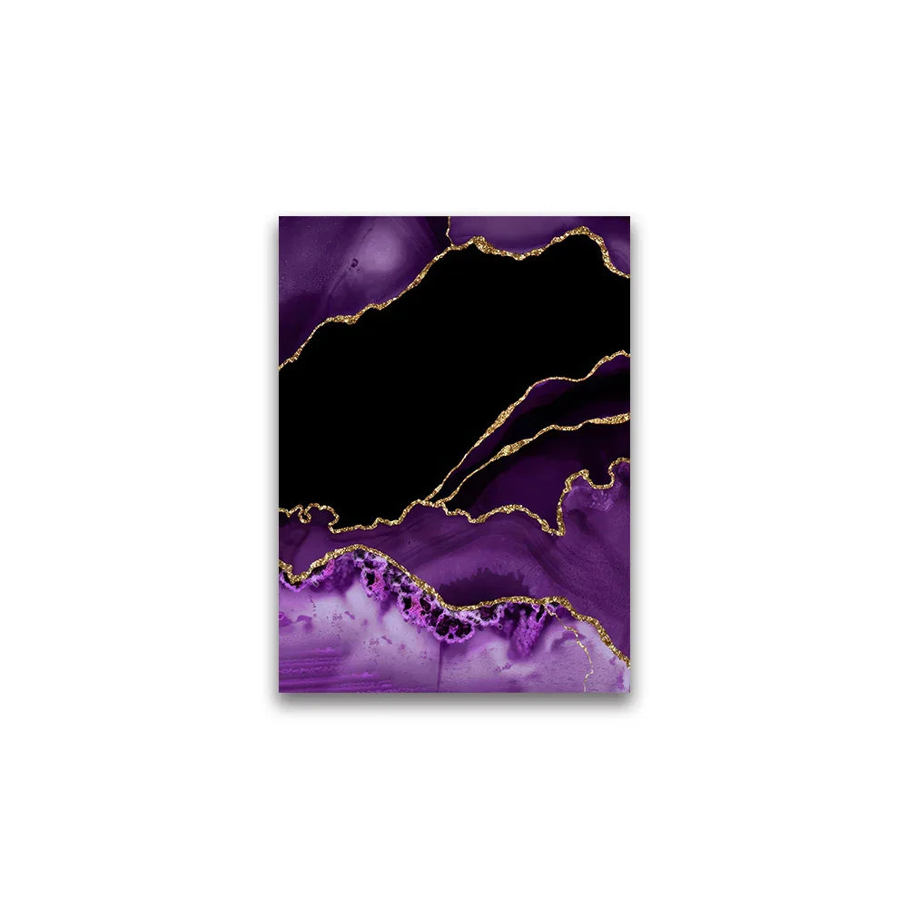 Moderne abstrakte flüssige lila schwarze Marmor-Druck Wandkunst Fine Art Leinwanddrucke Bilder für Wohnzimmer Esszimmer Home Office Kunstdekoration