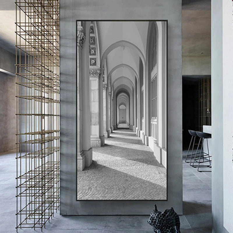 Moderne abstrakte minimalistische Bögen Architektur Wandkunst Fine Art Leinwanddrucke Bilder für Eingangsbereich Foyer Wohnzimmer Home Office Dekor | Karnz