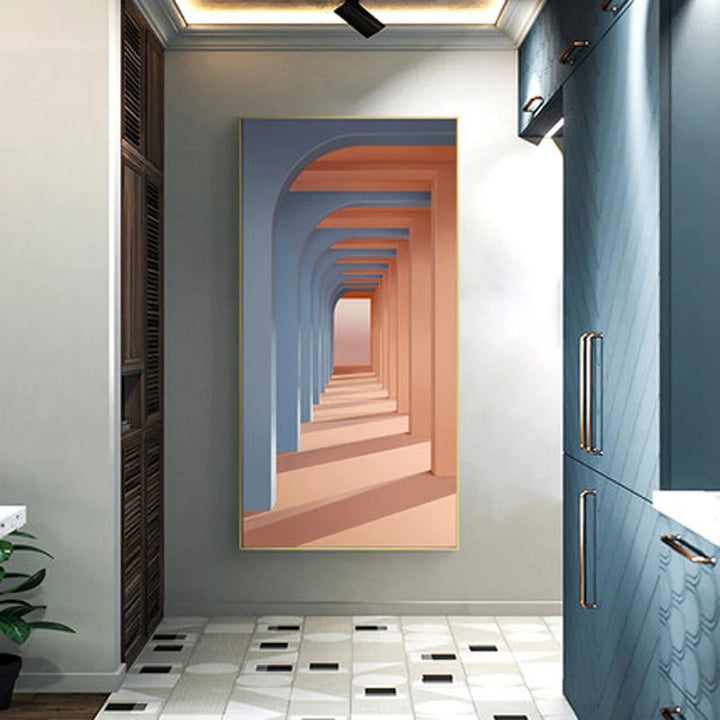 Moderne abstrakte minimalistische Bögen Architektur Wandkunst Fine Art Leinwanddrucke Bilder für Eingangsbereich Foyer Wohnzimmer Home Office Dekor | Karnz