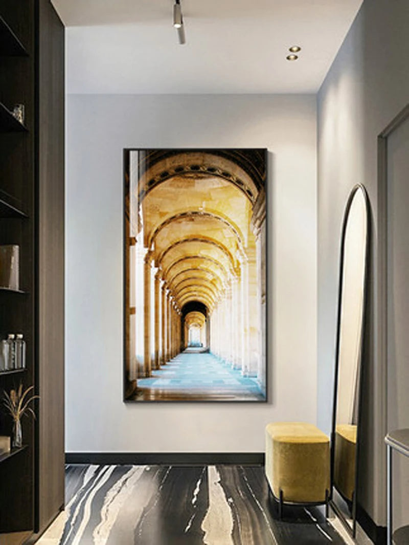 Moderne abstrakte minimalistische Bögen Architektur Wandkunst Fine Art Leinwanddrucke Bilder für Eingangsbereich Foyer Wohnzimmer Home Office Dekor | Karnz