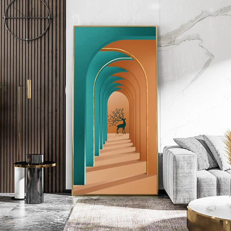 Moderne abstrakte minimalistische Bögen Architektur Wandkunst Fine Art Leinwanddrucke Bilder für Eingangsbereich Foyer Wohnzimmer Home Office Dekor | Karnz