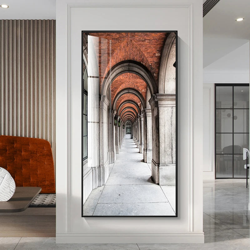 Moderne abstrakte minimalistische Bögen Architektur Wandkunst Fine Art Leinwanddrucke Bilder für Eingangsbereich Foyer Wohnzimmer Home Office Dekor | Karnz