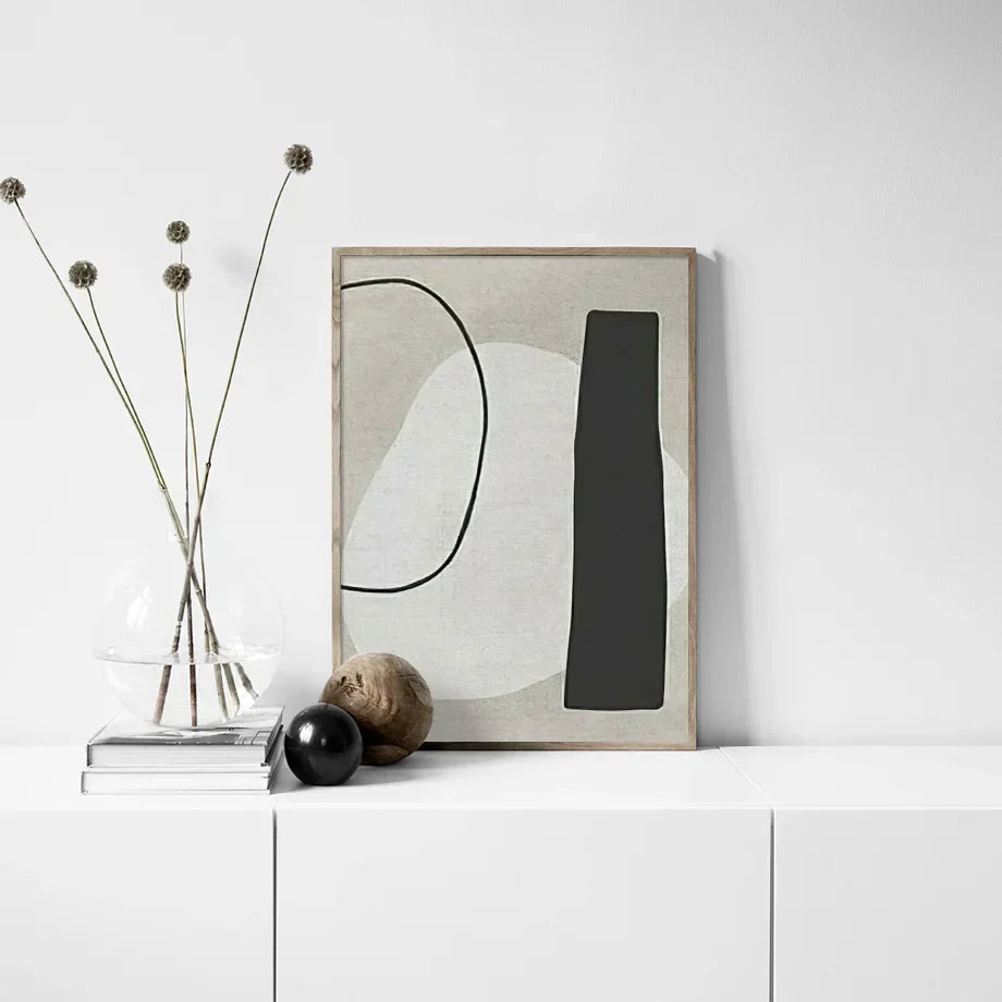 Moderne abstrakte minimalistische schwarze weiße nordische Wandkunst Fine Art Leinwanddrucke Bilder für moderne Wohnungskunst für zeitgenössische Inneneinrichtung