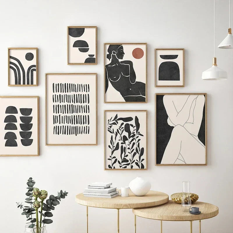 Moderne abstrakte minimalistische feminine Körperkunst Linienkunst Wandkunst Fine Art Leinwanddrucke Schwarz Weiß Poster Bilder für zeitgenössische Wohnkultur
