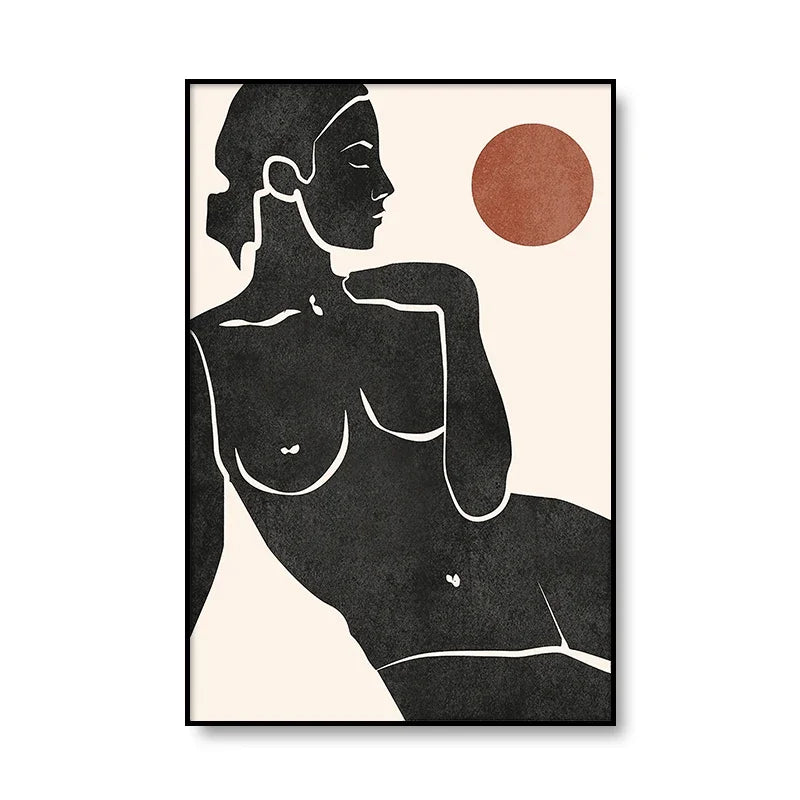 Moderne abstrakte minimalistische feminine Körperkunst Linienkunst Wandkunst Fine Art Leinwanddrucke Schwarz Weiß Poster Bilder für zeitgenössische Wohnkultur