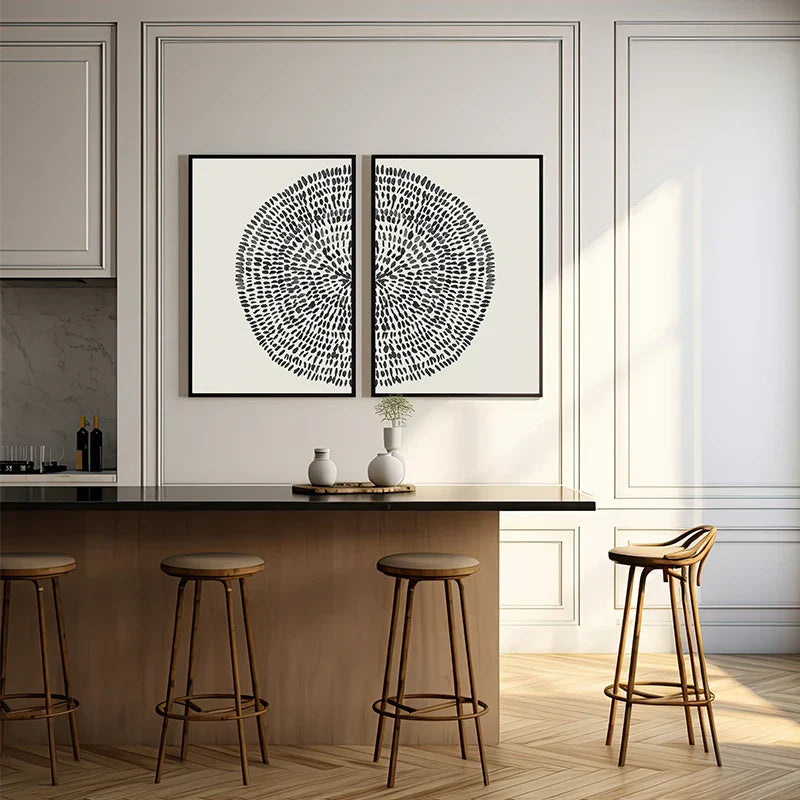 Abstrakte Radiale Punkte Wandkunst Feine Kunst Leinwanddrucke Minimalistische Bilder Für Moderne Wohnzimmer Esszimmer Schlafzimmer Kunst Für Zeitgenössische Wohnkultur