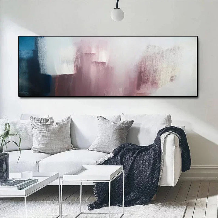 Breite Format Abstrakte Schattierungen von Blau Mauve Lila Wandkunst Fine Art Leinwanddruck Modernes Bild für über dem Sofa Großes Bild für über dem Bett | Karnz