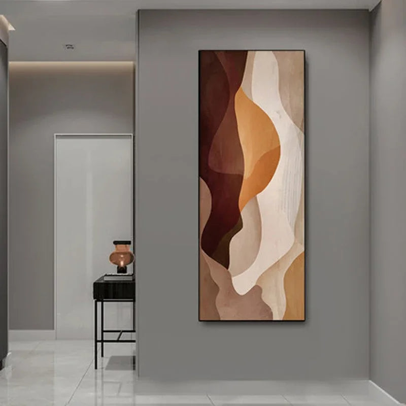 Moderne abstrakte Brauntöne Beige vertikale Wandkunst Fine Art Leinwanddrucke Bilder für Eingangsbereich Wohnzimmer Flur nordische Wohnkultur | Karnz