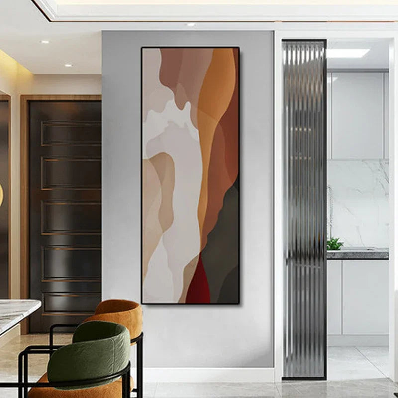 Moderne abstrakte Brauntöne Beige vertikale Wandkunst Fine Art Leinwanddrucke Bilder für Eingangsbereich Wohnzimmer Flur nordische Wohnkultur | Karnz