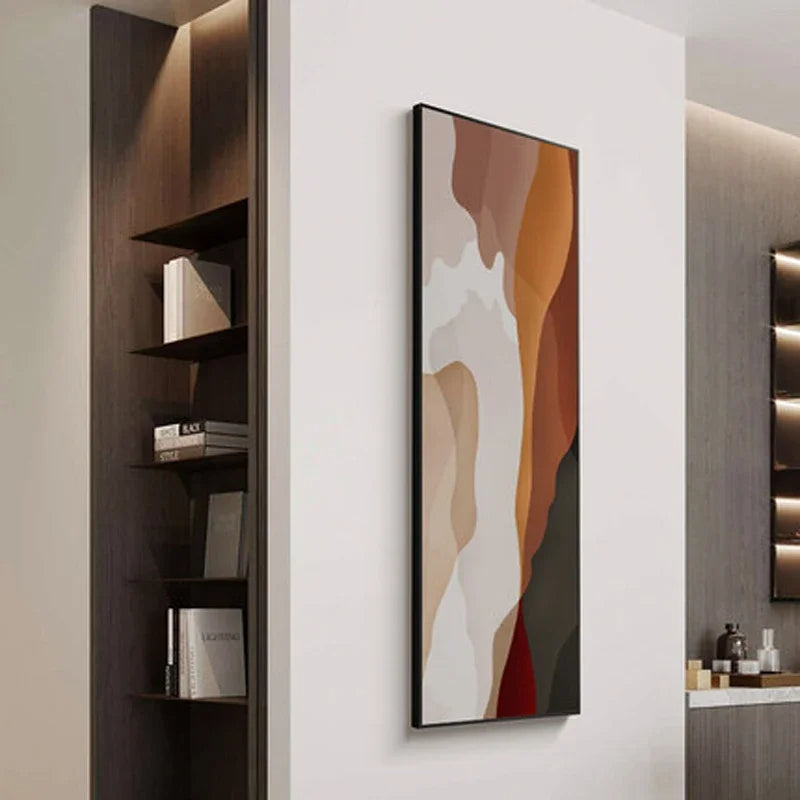 Moderne abstrakte Brauntöne Beige vertikale Wandkunst Fine Art Leinwanddrucke Bilder für Eingangsbereich Wohnzimmer Flur nordische Wohnkultur | Karnz
