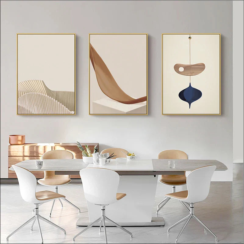 Moderne abstrakte surreale Geometrie Wandkunst feine Kunst Leinwanddrucke neutrale Töne Bilder für Wohnzimmer Esszimmer Schlafzimmer Kunst Dekor