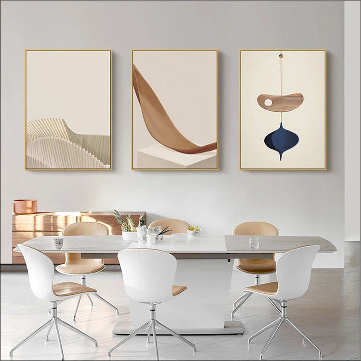 Moderne abstrakte surreale Geometrie Wandkunst feine Kunst Leinwanddrucke neutrale Töne Bilder für Wohnzimmer Esszimmer Schlafzimmer Kunst Dekor