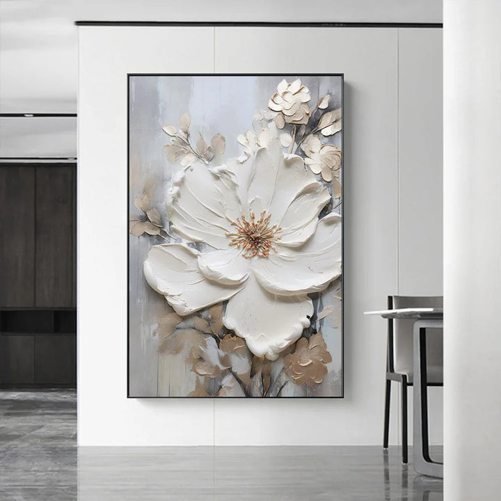 Moderne Abstrakte Weiße Florale Wandkunst Fine Art Leinwanddrucke Helle Luxus Botanische Bilder Für Wohnzimmer Eingang Flur Wand | Karnz