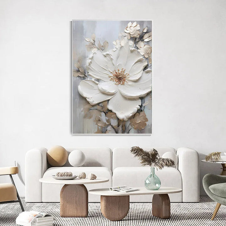 Moderne Abstrakte Weiße Florale Wandkunst Fine Art Leinwanddrucke Helle Luxus Botanische Bilder Für Wohnzimmer Eingang Flur Wand | Karnz
