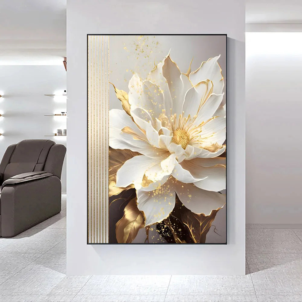 Moderne Abstrakte Weiße Florale Wandkunst Fine Art Leinwanddrucke Helle Luxus Botanische Bilder Für Wohnzimmer Eingang Flur Wand | Karnz