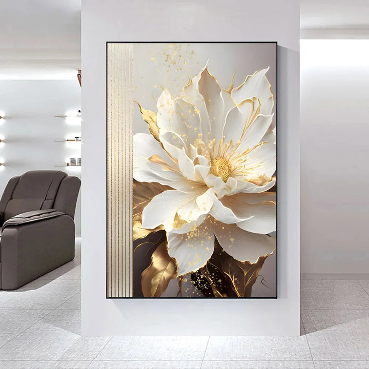 Moderne Abstrakte Weiße Florale Wandkunst Fine Art Leinwanddrucke Helle Luxus Botanische Bilder Für Wohnzimmer Eingang Flur Wand | Karnz