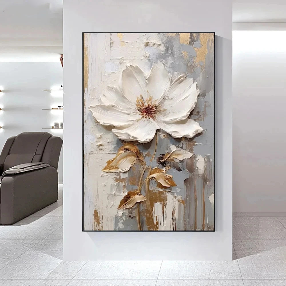 Moderne Abstrakte Weiße Florale Wandkunst Fine Art Leinwanddrucke Helle Luxus Botanische Bilder Für Wohnzimmer Eingang Flur Wand | Karnz