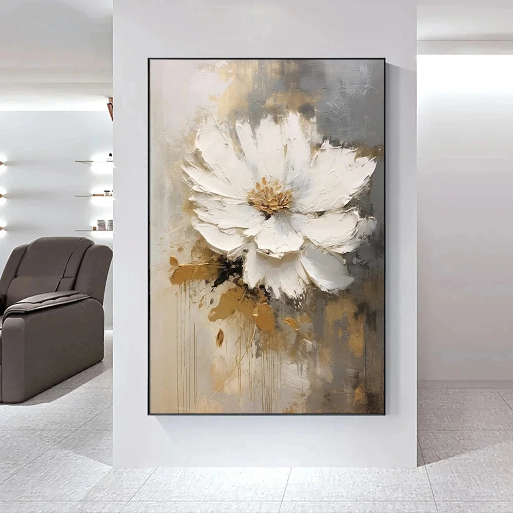 Moderne Abstrakte Weiße Florale Wandkunst Fine Art Leinwanddrucke Helle Luxus Botanische Bilder Für Wohnzimmer Eingang Flur Wand | Karnz