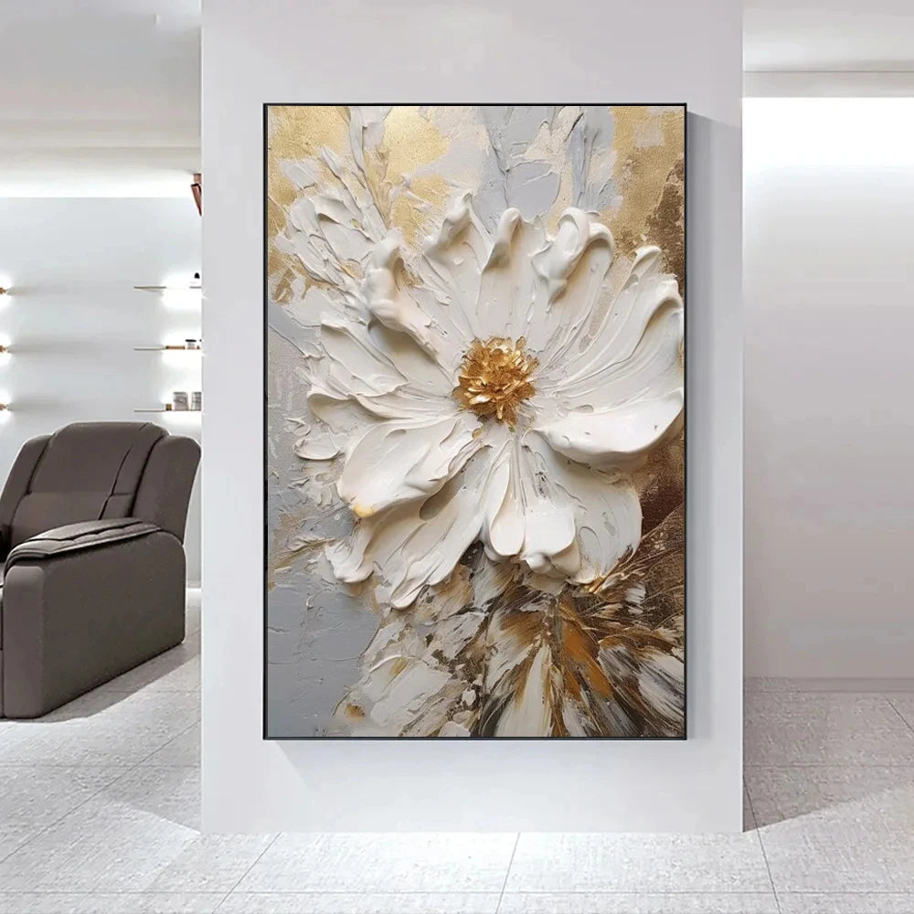 Moderne Abstrakte Weiße Florale Wandkunst Fine Art Leinwanddrucke Helle Luxus Botanische Bilder Für Wohnzimmer Eingang Flur Wand | Karnz