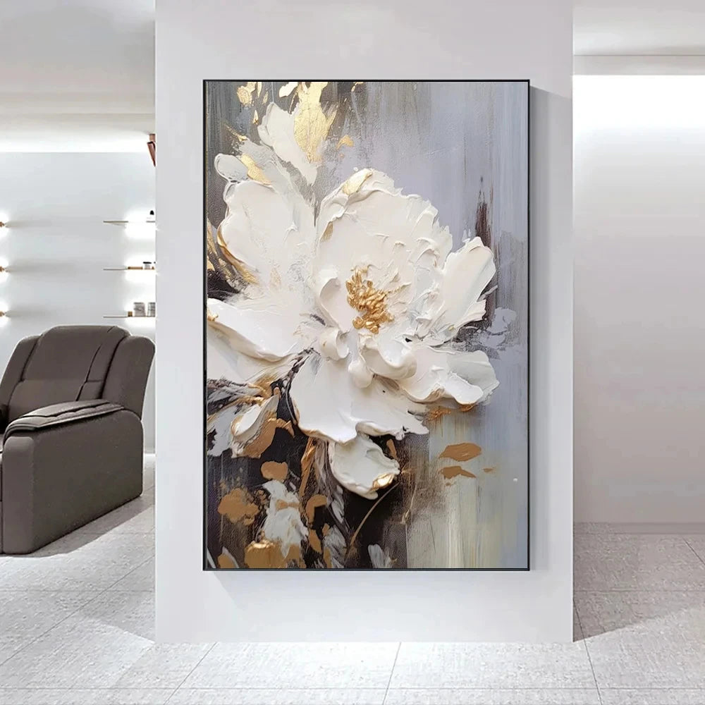 Moderne Abstrakte Weiße Florale Wandkunst Fine Art Leinwanddrucke Helle Luxus Botanische Bilder Für Wohnzimmer Eingang Flur Wand | Karnz