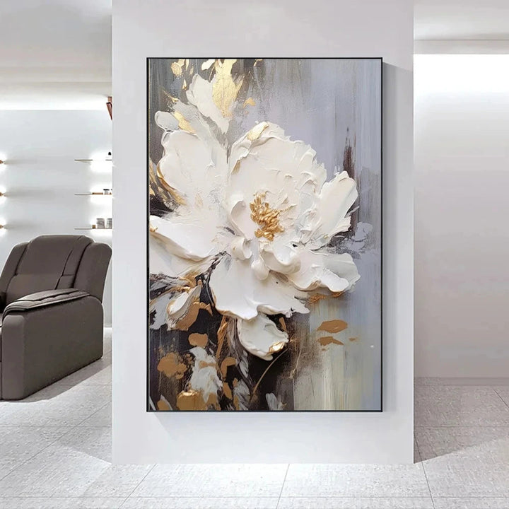 Moderne Abstrakte Weiße Florale Wandkunst Fine Art Leinwanddrucke Helle Luxus Botanische Bilder Für Wohnzimmer Eingang Flur Wand | Karnz
