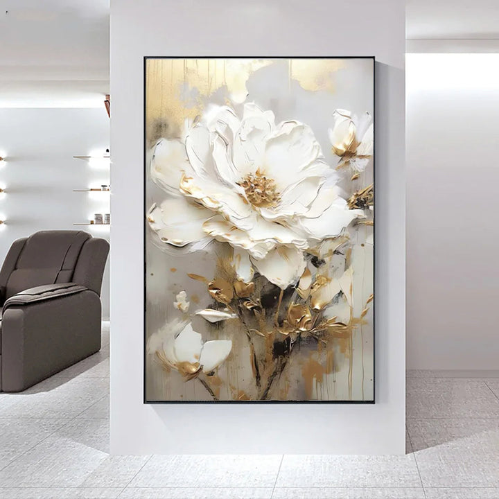 Moderne Abstrakte Weiße Florale Wandkunst Fine Art Leinwanddrucke Helle Luxus Botanische Bilder Für Wohnzimmer Eingang Flur Wand | Karnz