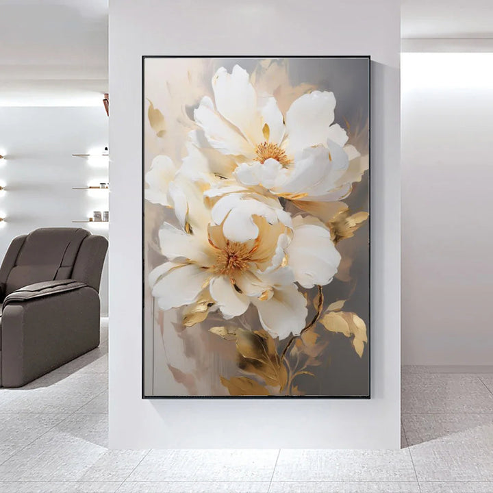 Moderne Abstrakte Weiße Florale Wandkunst Fine Art Leinwanddrucke Helle Luxus Botanische Bilder Für Wohnzimmer Eingang Flur Wand | Karnz