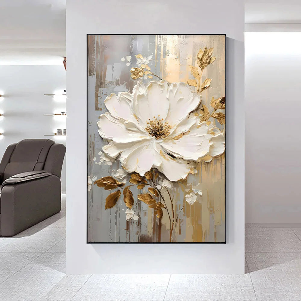 Moderne Abstrakte Weiße Florale Wandkunst Fine Art Leinwanddrucke Helle Luxus Botanische Bilder Für Wohnzimmer Eingang Flur Wand | Karnz