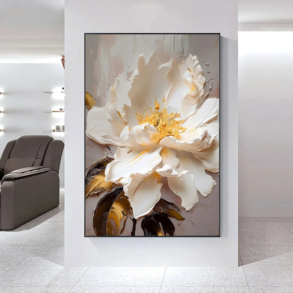 Moderne Abstrakte Weiße Florale Wandkunst Fine Art Leinwanddrucke Helle Luxus Botanische Bilder Für Wohnzimmer Eingang Flur Wand | Karnz