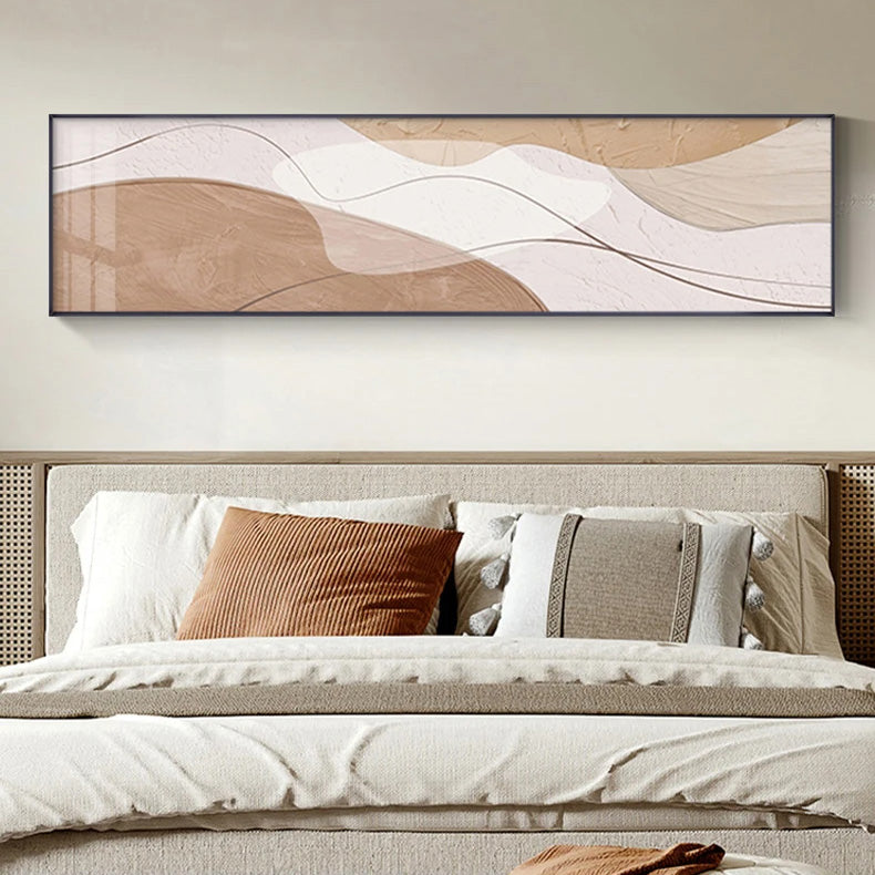 Moderne abstrakte Wandkunst im breiten Format Neutrale Farben Fließende Linien Fine Art Leinwanddrucke Bilder für über dem Sofa Kunst für über dem Bett | Karnz