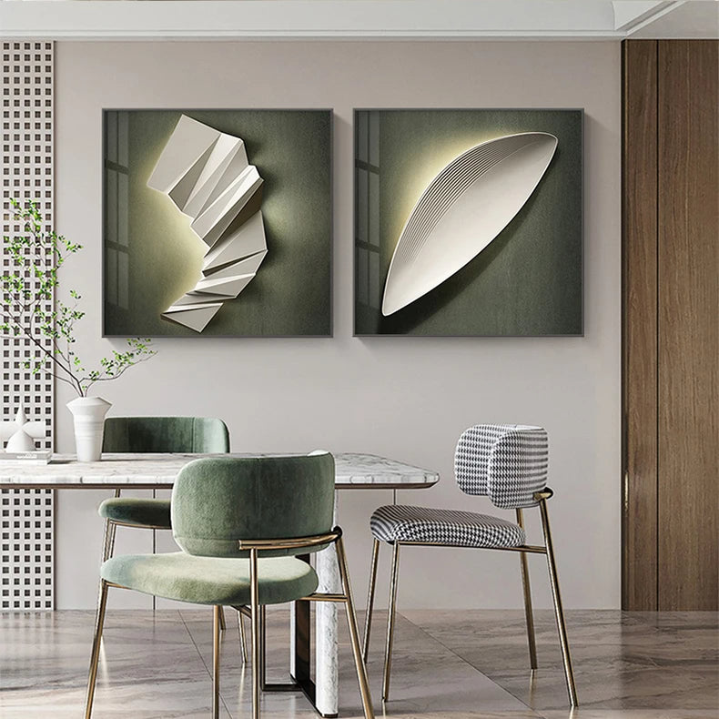 Moderne Ästhetik 3D LED-Effekt Abstrakte geometrische Wandkunst Fine Art Leinwanddrucke quadratisches Format Bilder Kunst für zeitgenössische Innenräume